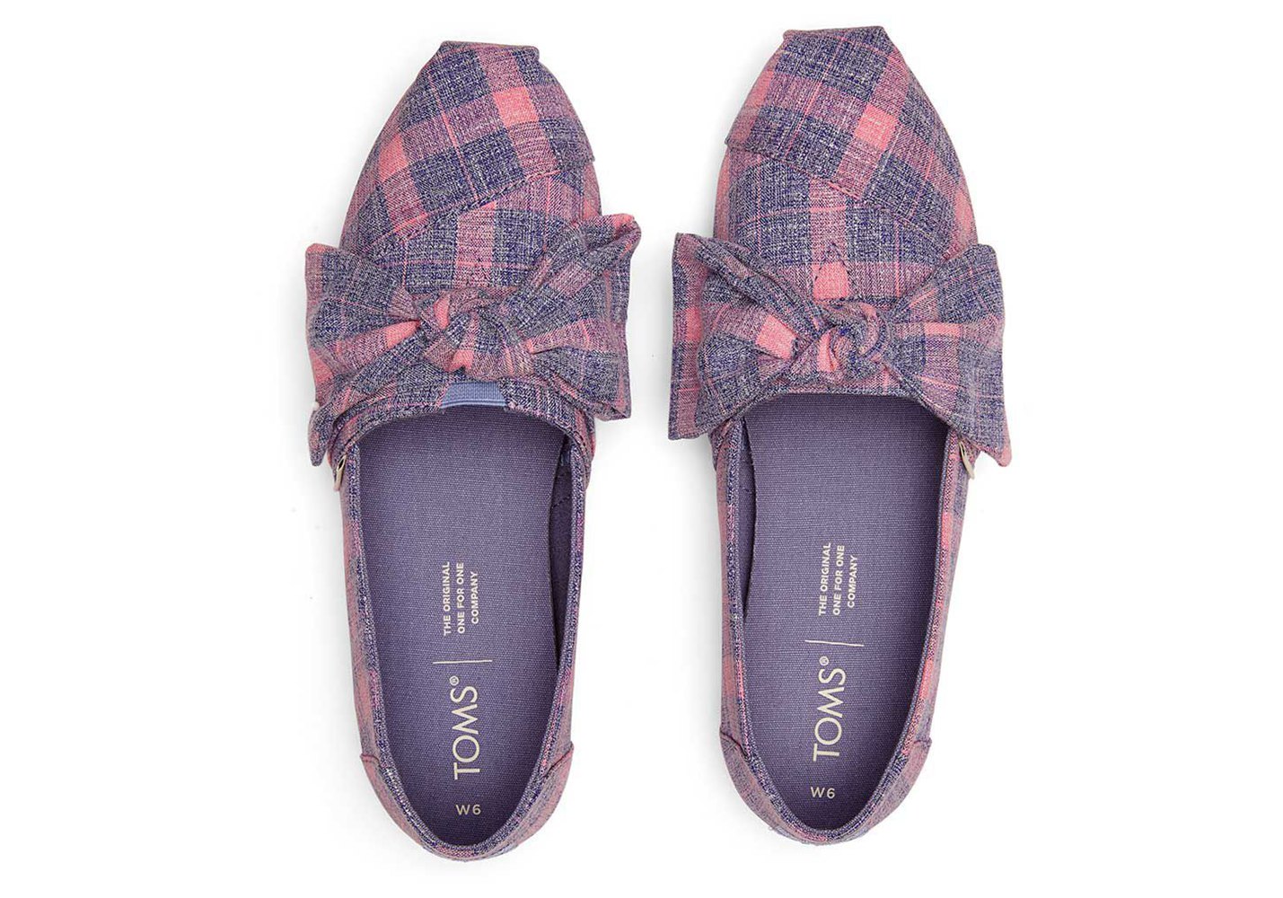 Toms Alpargata Plaid Bow Espadrille Purple/Pink - Womens - 43720-KBEJ